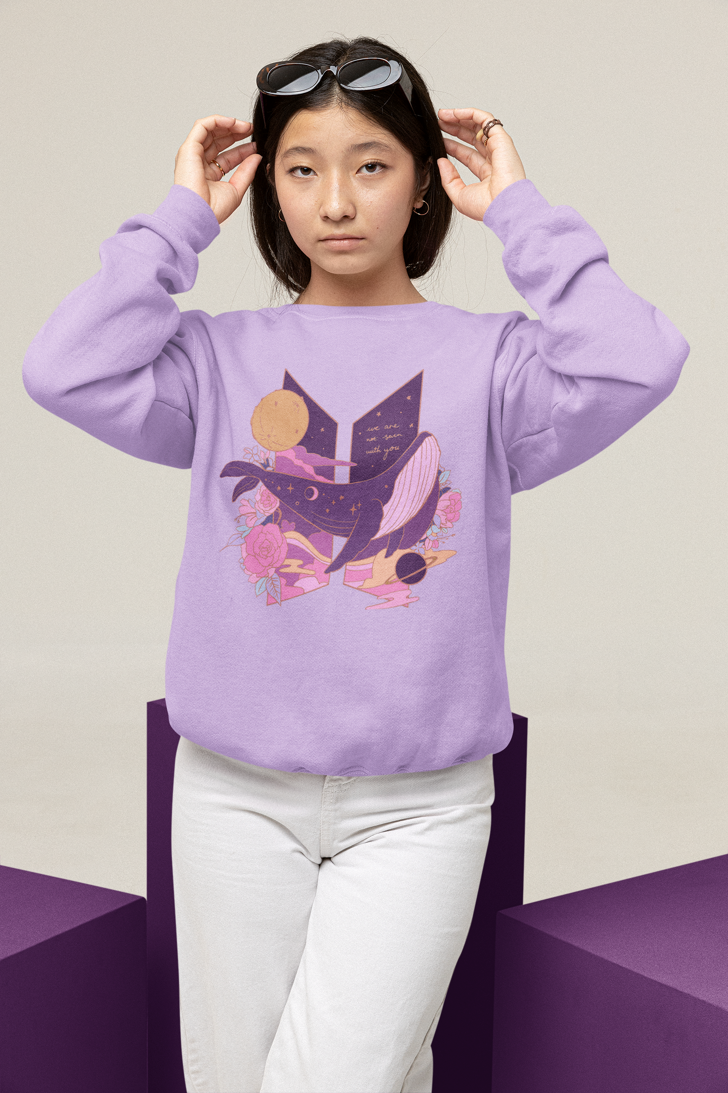 We are not seven with you: BTS - Winter Sweatshirts LAVENDER