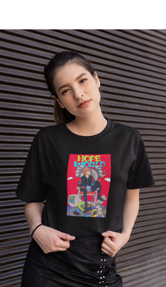 HOPE WORLD- J HOPE : BTS - HALF-SLEEVE T-SHIRTS BLACK