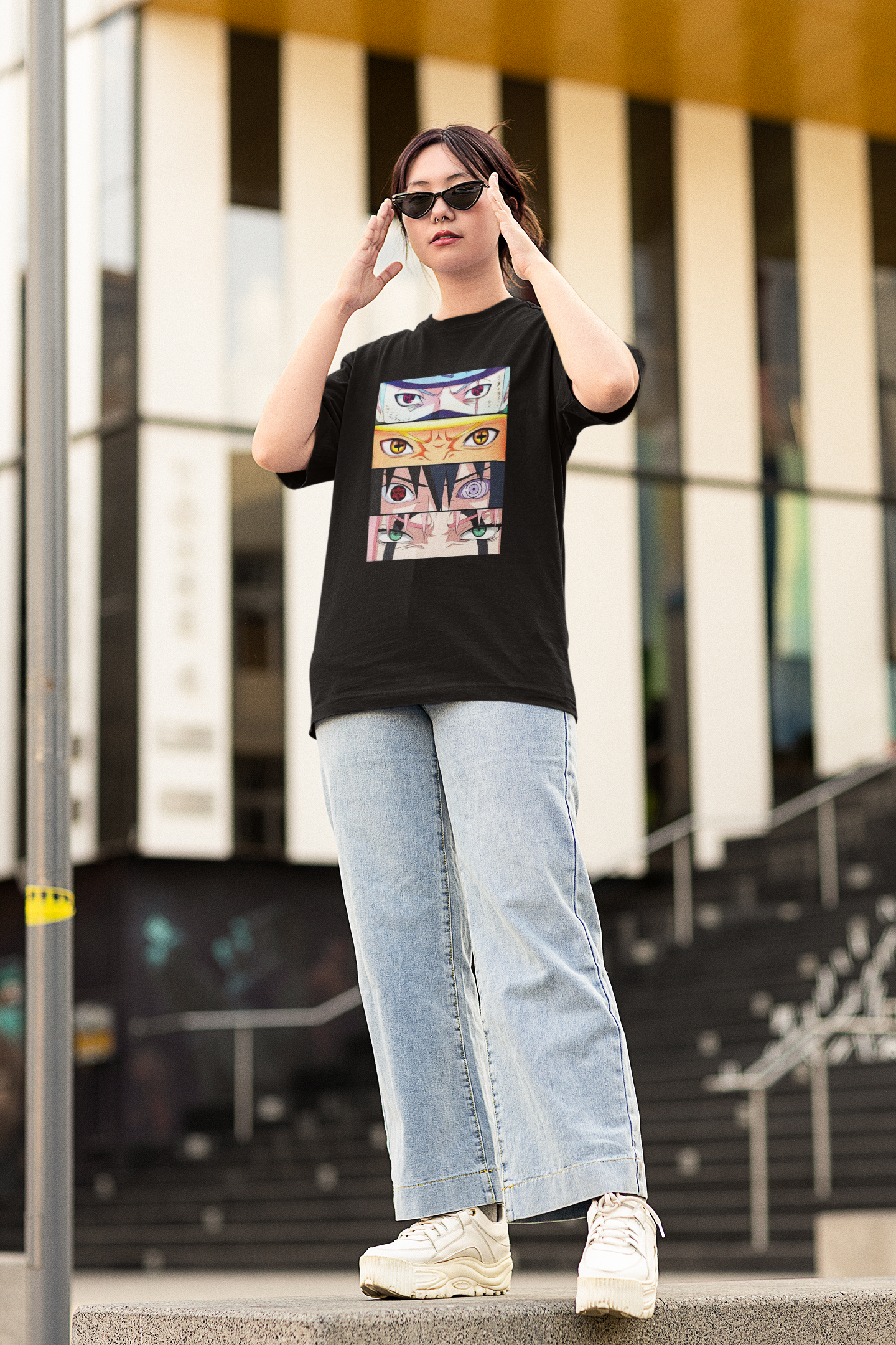 Anime Legend Eyes: Anime-Regular Fit T-Shirts BLACK