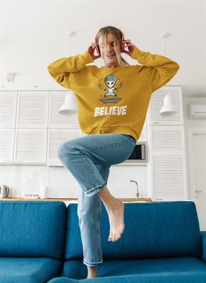 Believe: ALIEN & SPACE- Winter Sweatshirts MUSTARD YELLOW