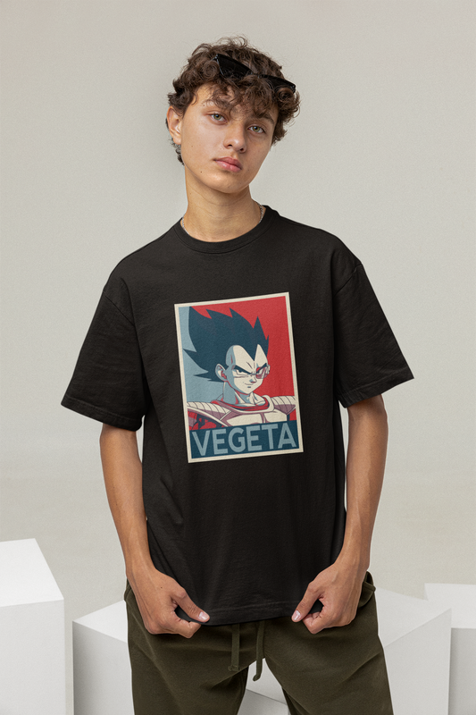 Vegeta- Dragon Ball Z: Anime- Oversized T-Shirts BLACK 240 GSM