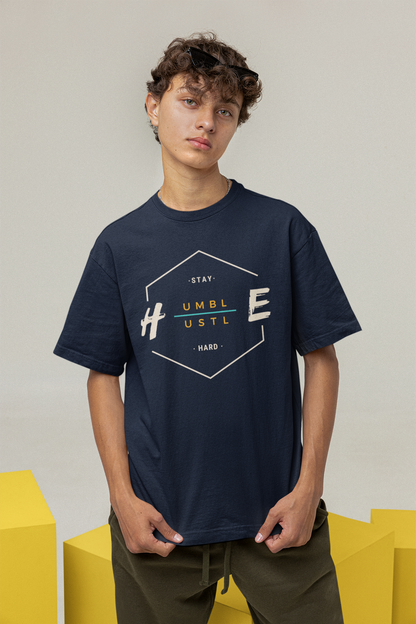 STAY HUMBLE, HUSTLE HARD - Oversized T-shirt NAVY BLUE