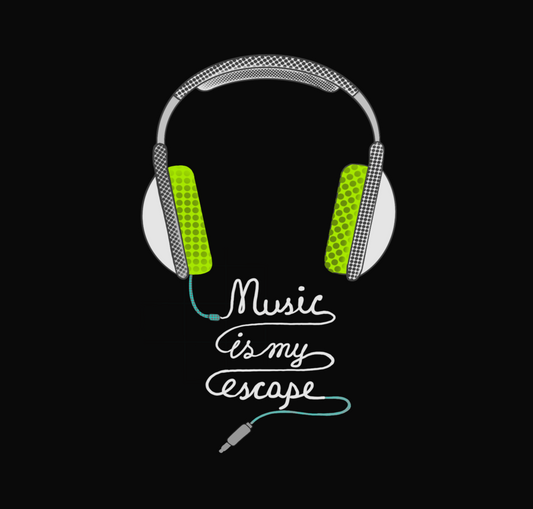 MUSIC IS MY ESCAPE HALF T-SHIRT (BLACK)