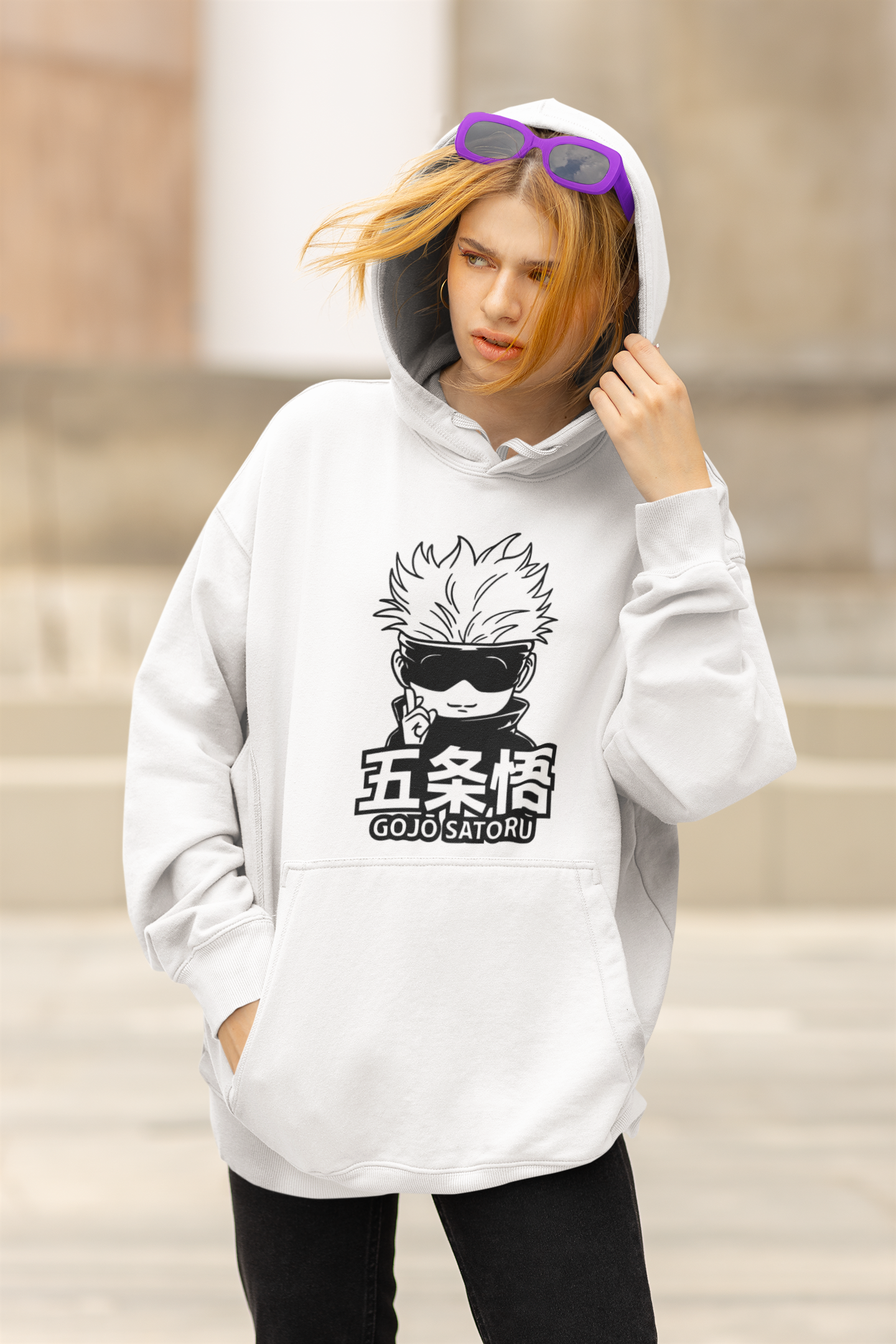 Chibi Gojo Satoru-Jujutsu Kaisen: Anime- Winter Hoodies WHITE