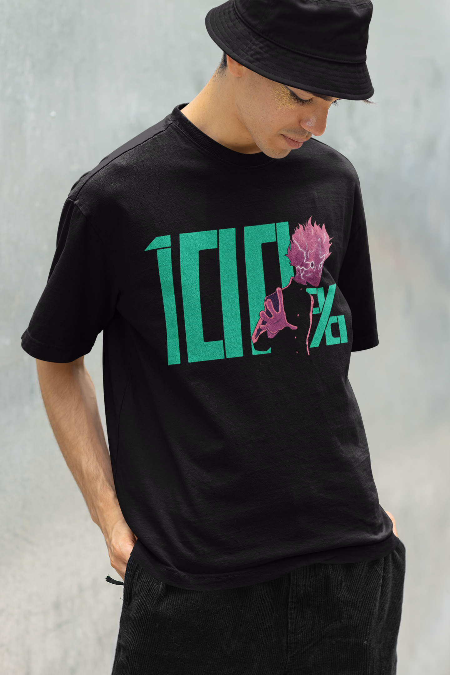 Mob Psycho 100: Anime- Oversized T-Shirts BLACK