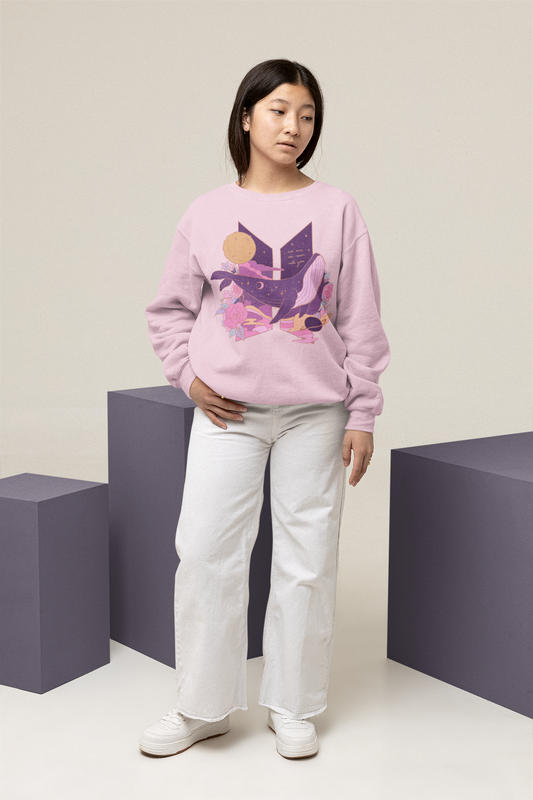 We are not seven with you: BTS - Winter Sweatshirts LIGHT BABY PINK