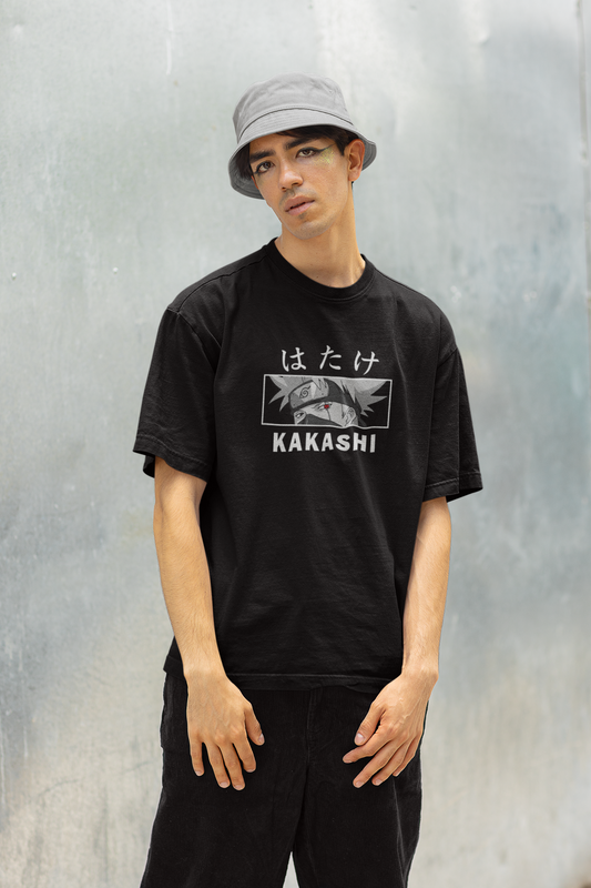 Kakashi: Anime- Oversized T-Shirts BLACK