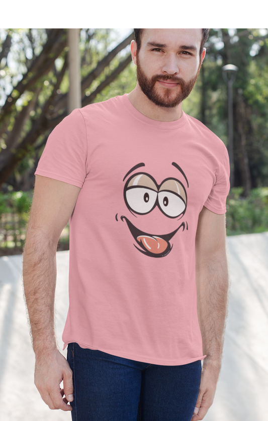 LAUGHING FACE : HALF-SLEEVE T-SHIRTS LIGHT PINK