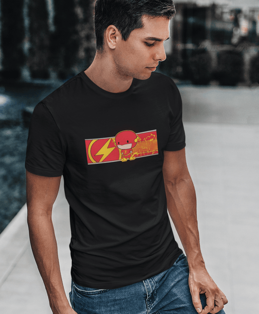 THE FLASH: HALF-SLEEVE T-SHIRTS BLACK