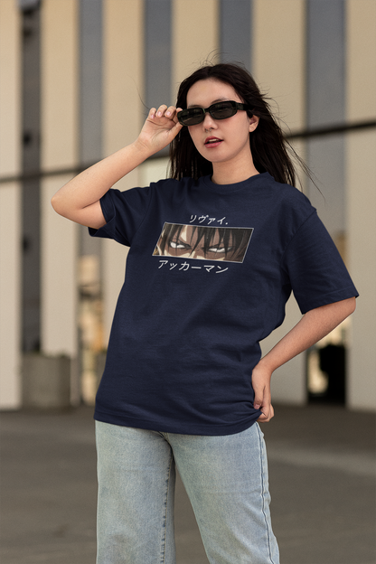 Levi Ackerman's Eyes- Attack on Titan: Anime- Regular Fit T-Shirts NAVY BLUE