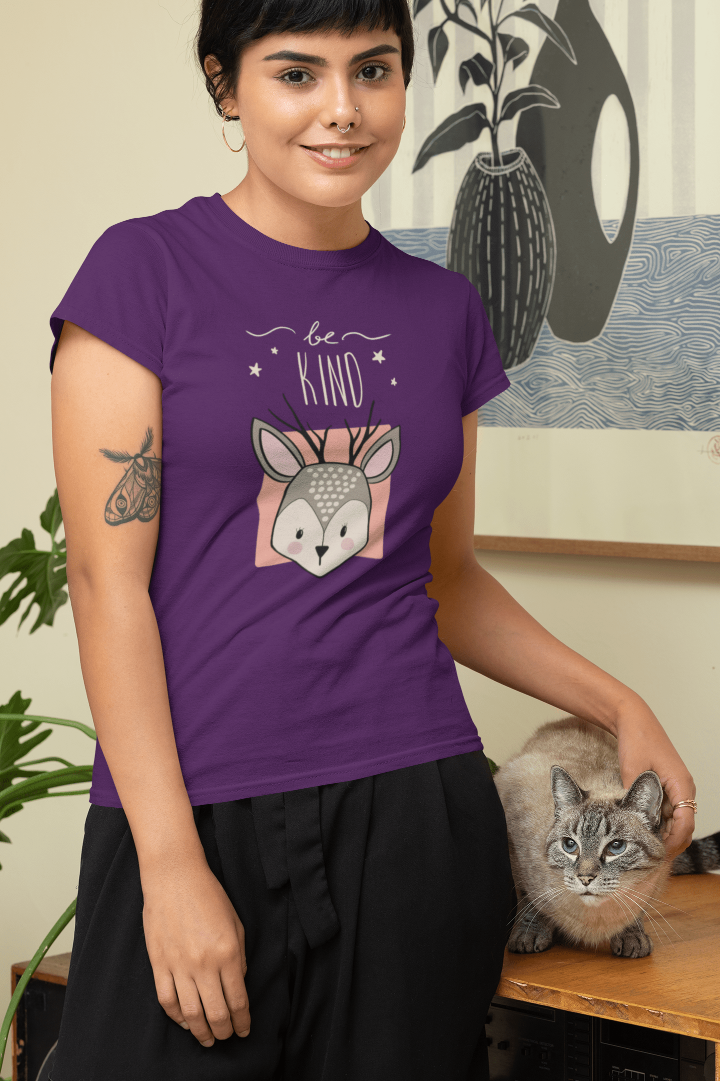 " BE KIND " - HALF SLEEVE T-SHIRTS PURPLE