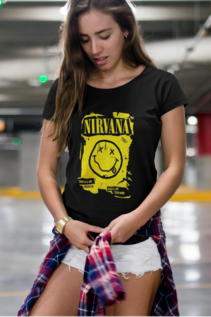 Nirvana (Double Sided Print): Music & Bands- Half Sleeve T-Shirts
