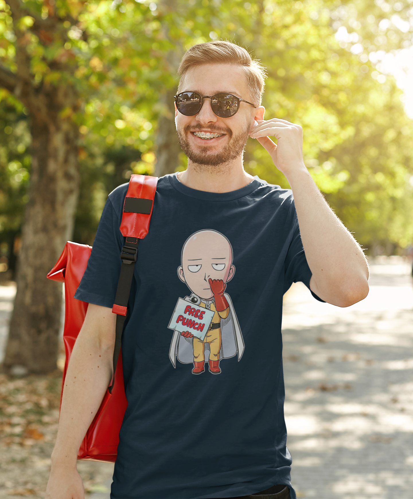 Free Punch: One Punch Man : Anime- Half Sleeve T-Shirts