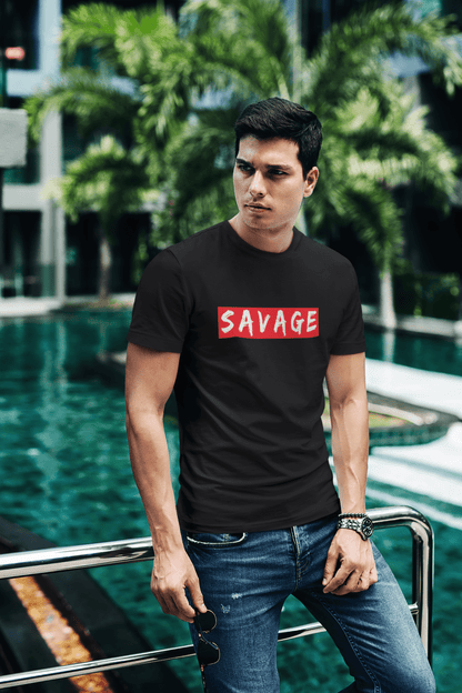 "SAVAGE" - HALF-SLEEVE T-SHIRT'S BLACK