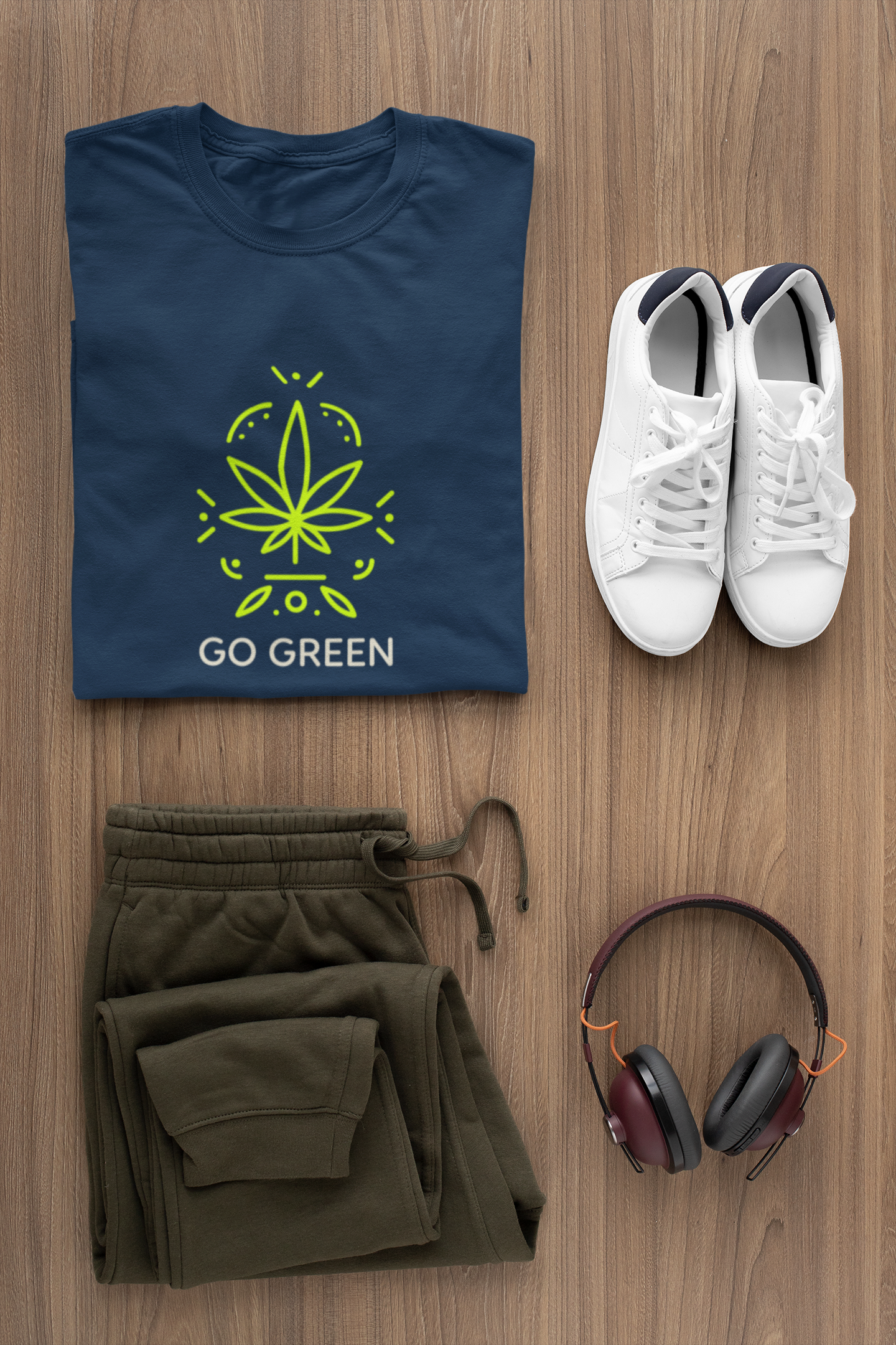 " GO GREEN " - HALF-SLEEVE T-SHIRT.