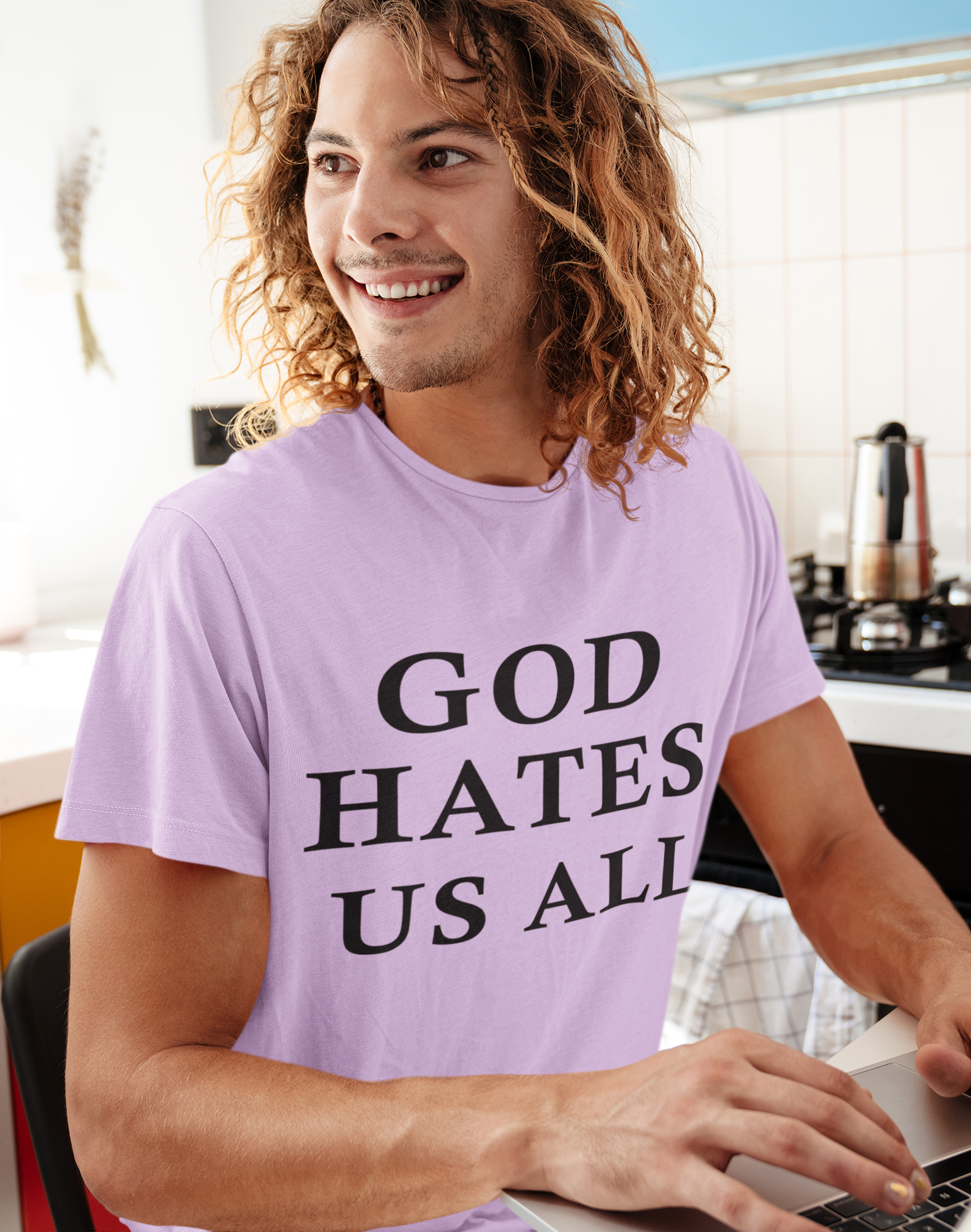 God hates us all (Double Sided Print)- Half Sleeve T-Shirts LAVENDER