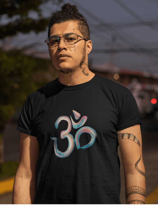 "OM" - HALF-SLEEVE T-SHIRTS BLACK