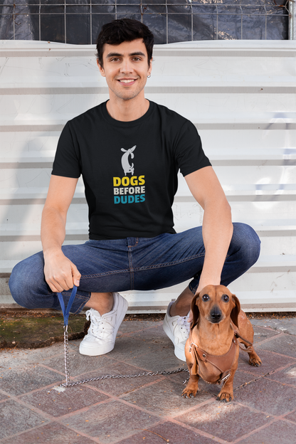 "DOGS BEFORE DUDES " - HALF-SLEEVE T-SHIRTS BLACK