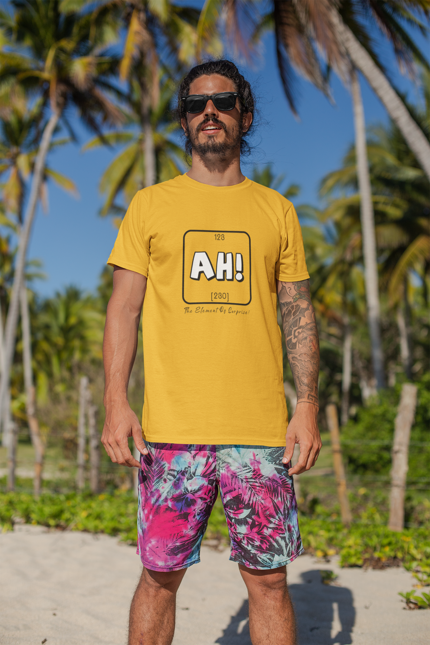 "AH" - HALF-SLEEVE T-SHIRT'S YELLOW