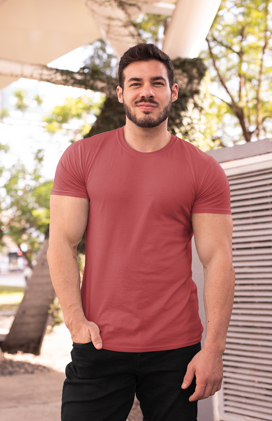 BASIC CORAL RED REGULAR FIT T-SHIRTS CORAL RED