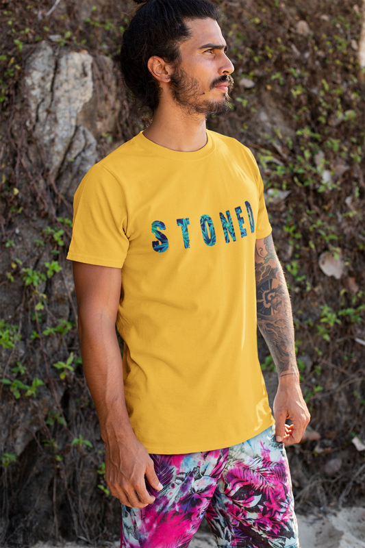 STONED HALF-SLEEVE T-SHIRT (YELLOW) 4XL