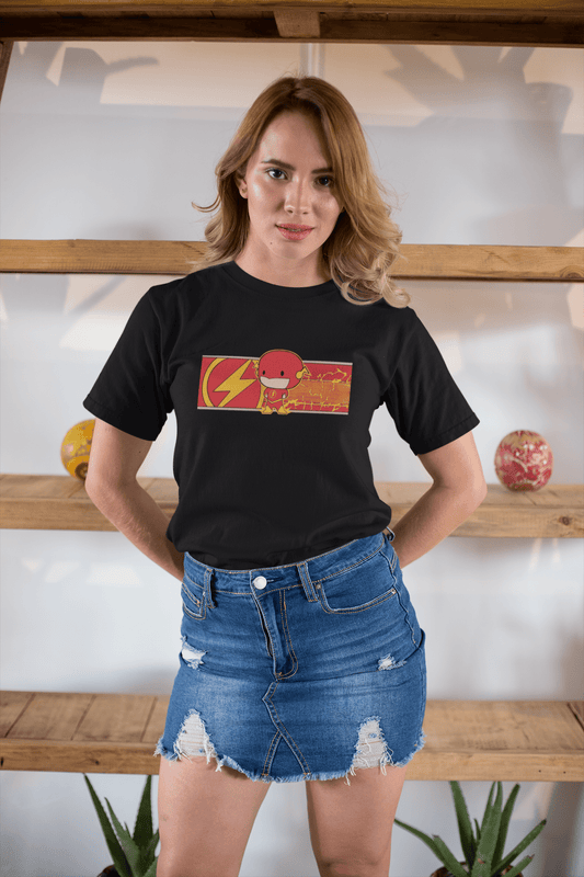 THE FLASH: HALF-SLEEVE T-SHIRTS BLACK