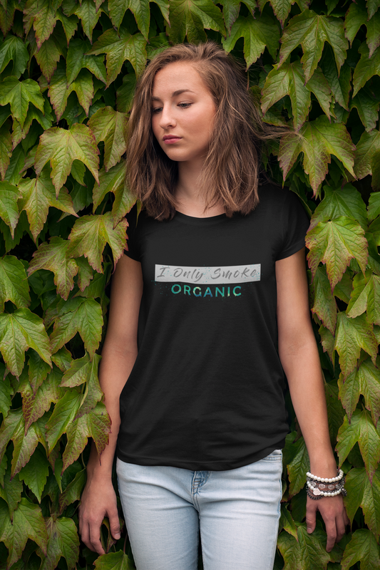 I ONLY SMOKE ORGANIC HALF SLEEVE T-SHIRT. BLACK