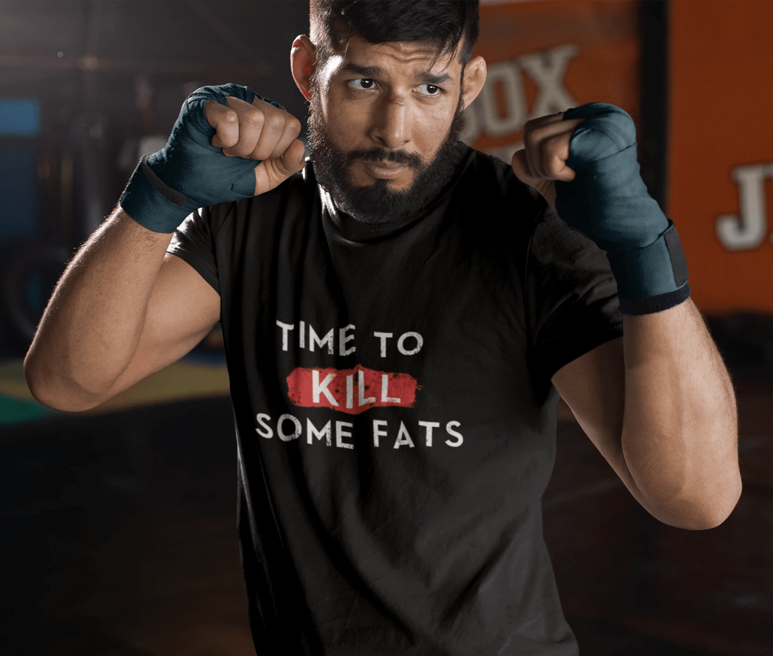 "TIME TO KILL SOME FAT" - HALF-SLEEVE T-SHIRTS BLACK