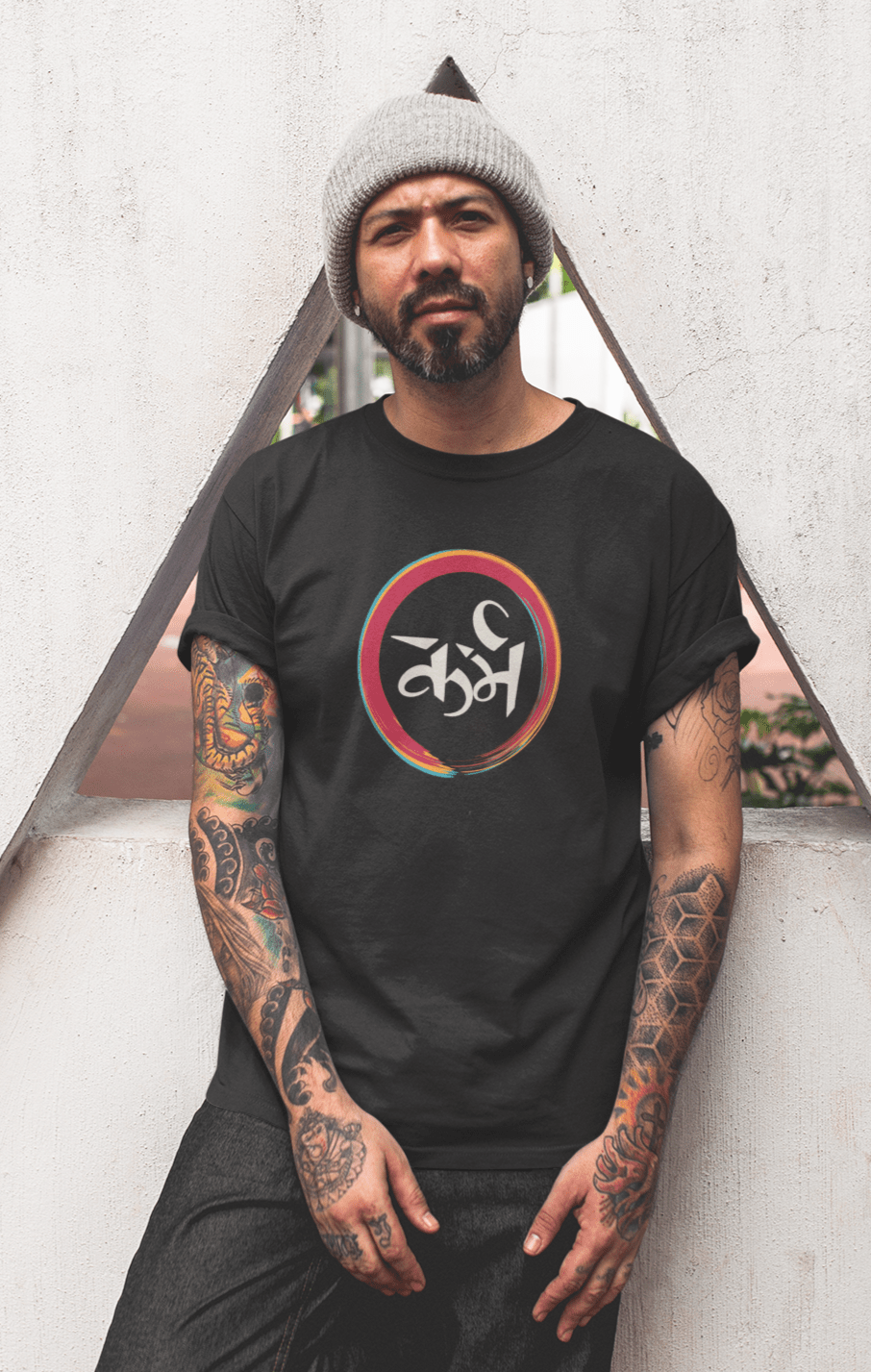 KARMA : HALF-SLEEVE T-SHIRTS BLACK