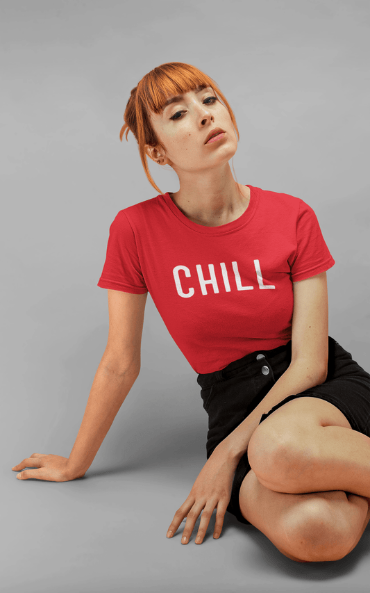 "CHILL" UNISEX HALF SLEEVE T-SHIRT RED