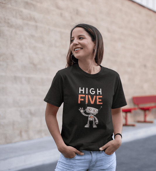 " HIGH FIVE " - HALF-SLEEVE T-SHIRT. BLACK