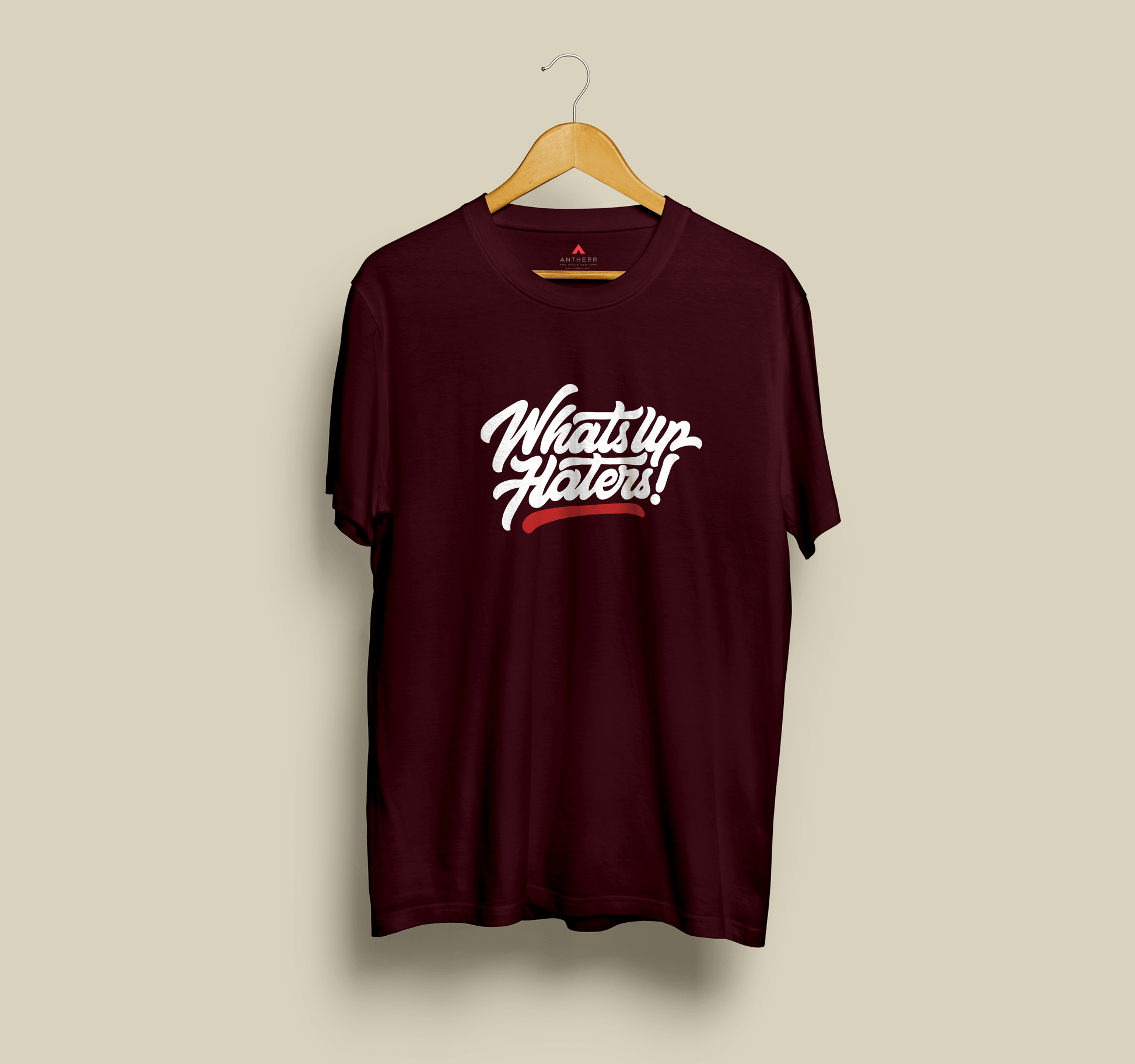 " WHAT'S UP HATERS " - HALF-SLEEVE T-SHIRTS MAROON