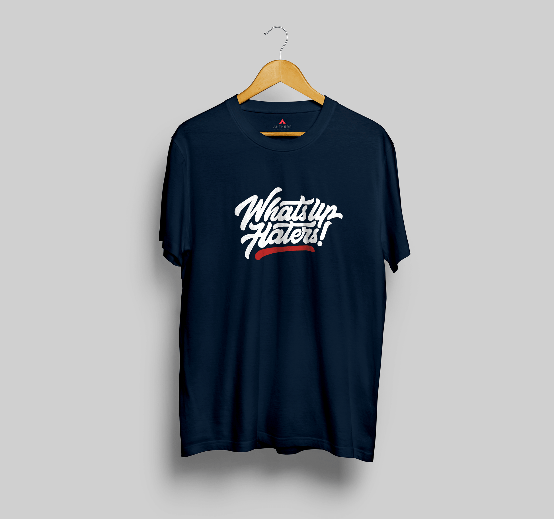 " WHAT'S UP HATERS " - HALF-SLEEVE T-SHIRTS NAVY BLUE